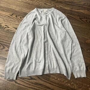 Grey silk cashmere oversized vintage Jones New York cardigan sweater